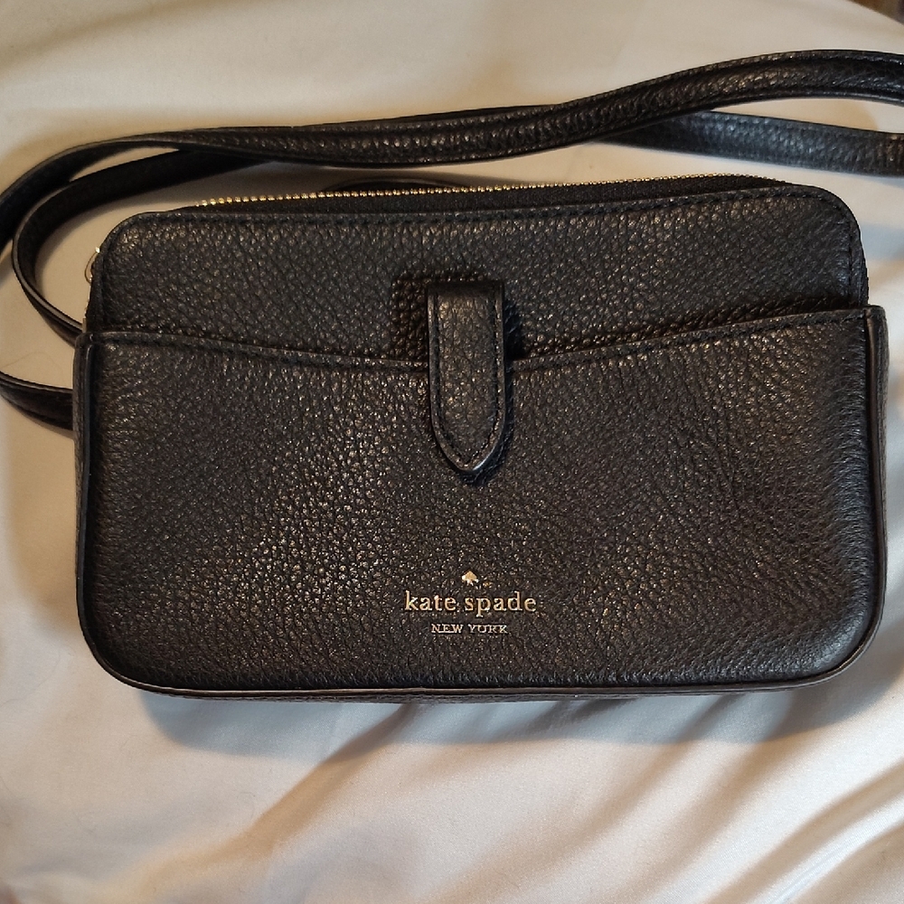 Kate Spade Black Pebbled Leather Crossbody Phone Bag